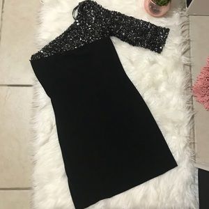 sequined little black dress